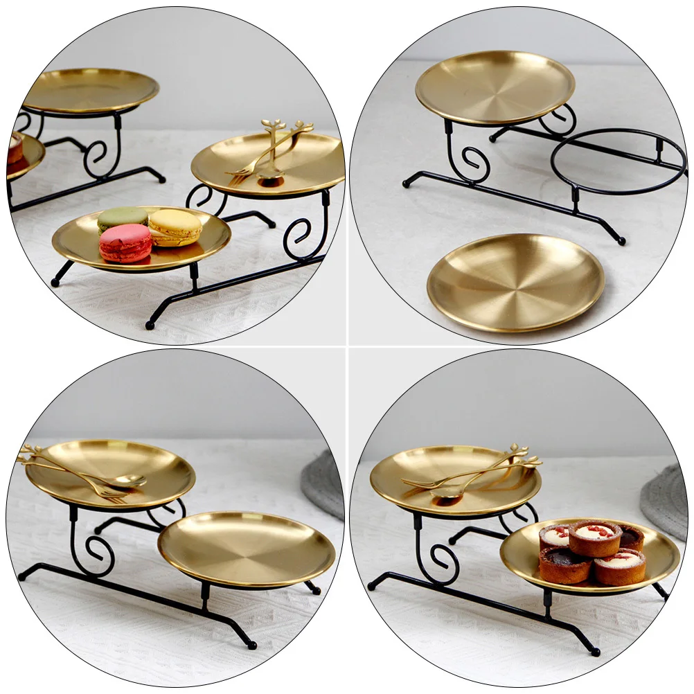 

1Pcs Dual-Layer Fruit Tray Rack Iron Dessert Snack Cake Stand Stable Desktop Storage Display Holder for Home Party Serving