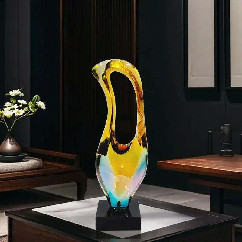 Hotel lobby entrance decorative ornaments, abstract art transparent crystal resin sculpture accessories handicraft large