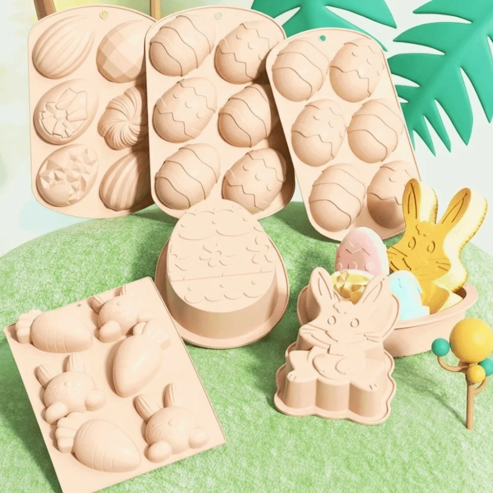 Heat-Resistant Easter Egg Bunny Mold Easter Bunny Design Food Grade Silicone Handmade Soap Mold Surprise Design 3D Design