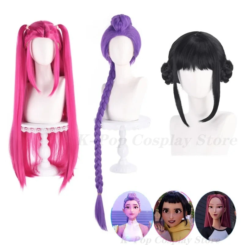 

Rumi Mira Zoey Cosplay Wig KPOP Demon Hunters Anime Cosplay Huntrix Women Halloween Party Cosplay Costume Props 120cm Long Hair