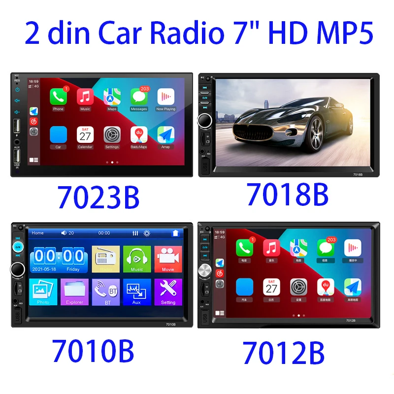 

YONGBING 2 din Car Radio 7" HD Autoradio Multimedia Player 2DIN Touch Screen Auto audio Car Stereo MP5 Bluetooth USB FM Carplay