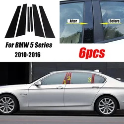 1Set Black Car Door Window Pillar Posts Molding Cover Trim Kit for BMW 5 Series F10 F11 F07 2010-2015 2016 악세사리 ملصقات سيارات