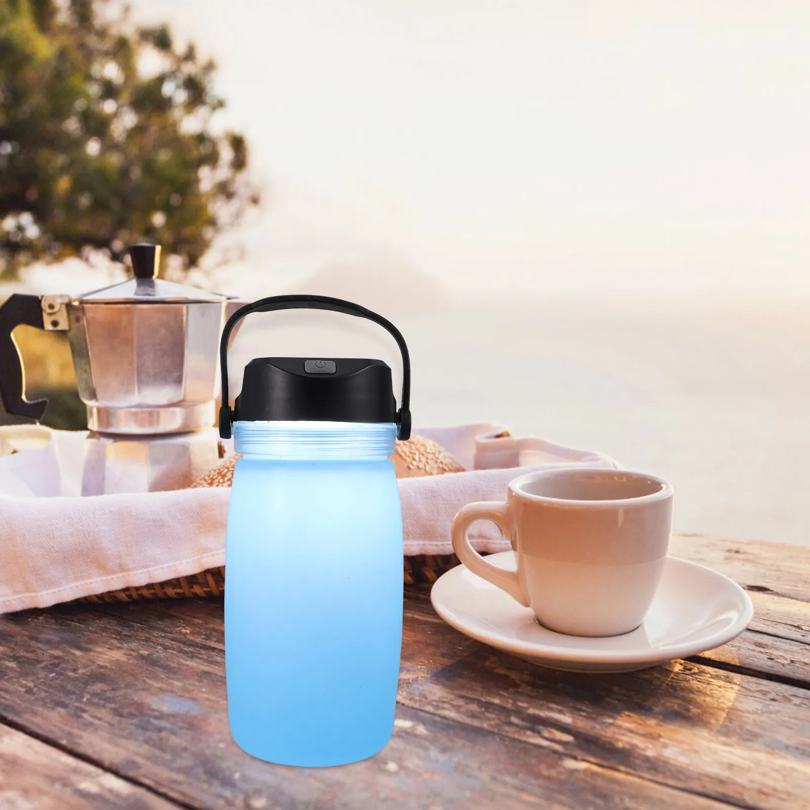 

1Pcs Solar Charging Kettle Sky-Blue Multi-Functional USB Powered Portable Water Heater for Travel Camping Lightweight Boiling