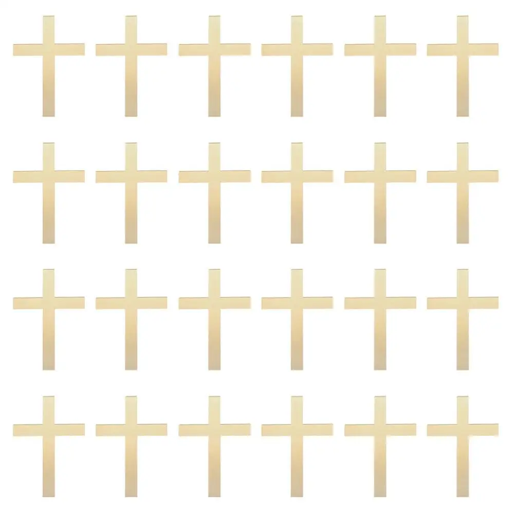 

24 Pcs Cross Cake Topper Baby Shower Cupcake Baptism Wedding Decor Decorate Birthday Acrylic Decoration