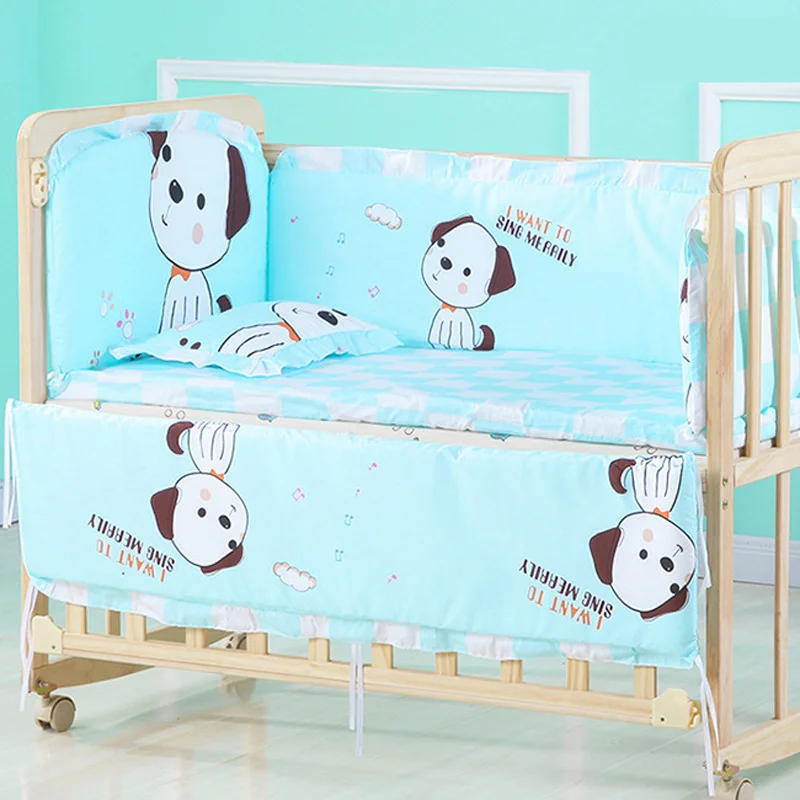 6pcs 60*120 Newborn Baby Bedding Set For Girl Boy Crib Bumper Protector Crown Design Baby Bed Bumper Bed Sheet Pillowcase ZT44