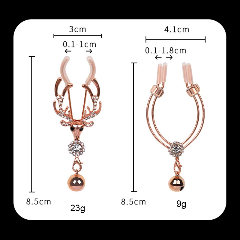 ارتفع الذهب الغزلان النمذجة قابل للتعديل الحلمة المشابك مع جرس SM الأزواج تحفيز البظر الحلمة كليب يمزح الدعائم لوازم #4