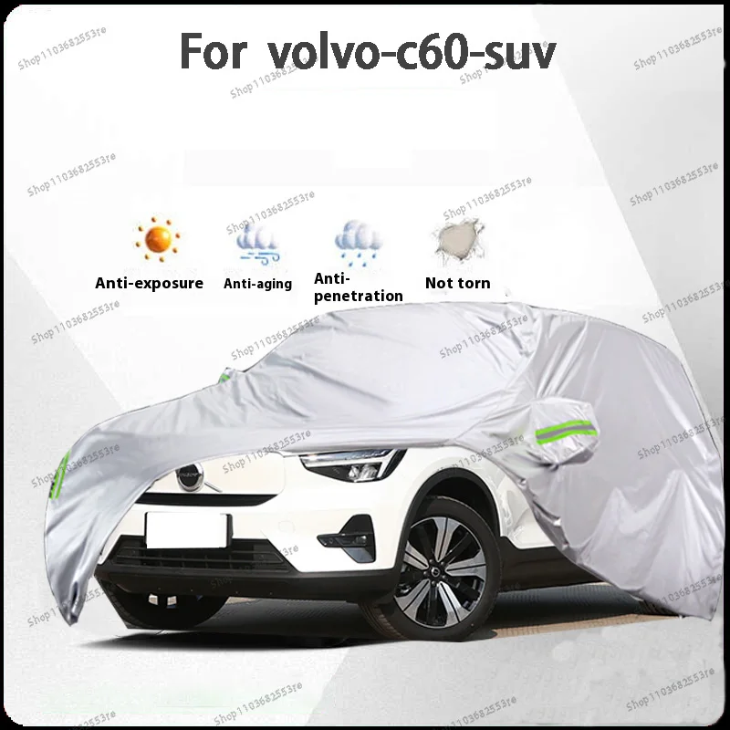 

For Volvo C60 Fit Car Cover - Waterproof, Dustproof, Sunshade (UV), Snowproof | Silve Full Cover with All-Day Protection