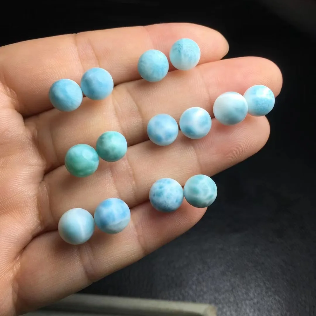 

7 мм S925 натуральные изысканные серьги Larimar ювелирные изделия Модные драгоценные камни для женщин Роскошные качественные Подарки для девочек 1 пара