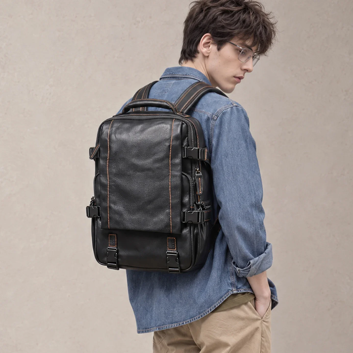 Cowhide Bag Retro Premium Vintage Genuine Cowhide Backpack for Men Casual Commute Travel Laptop Bag, University School Backpack