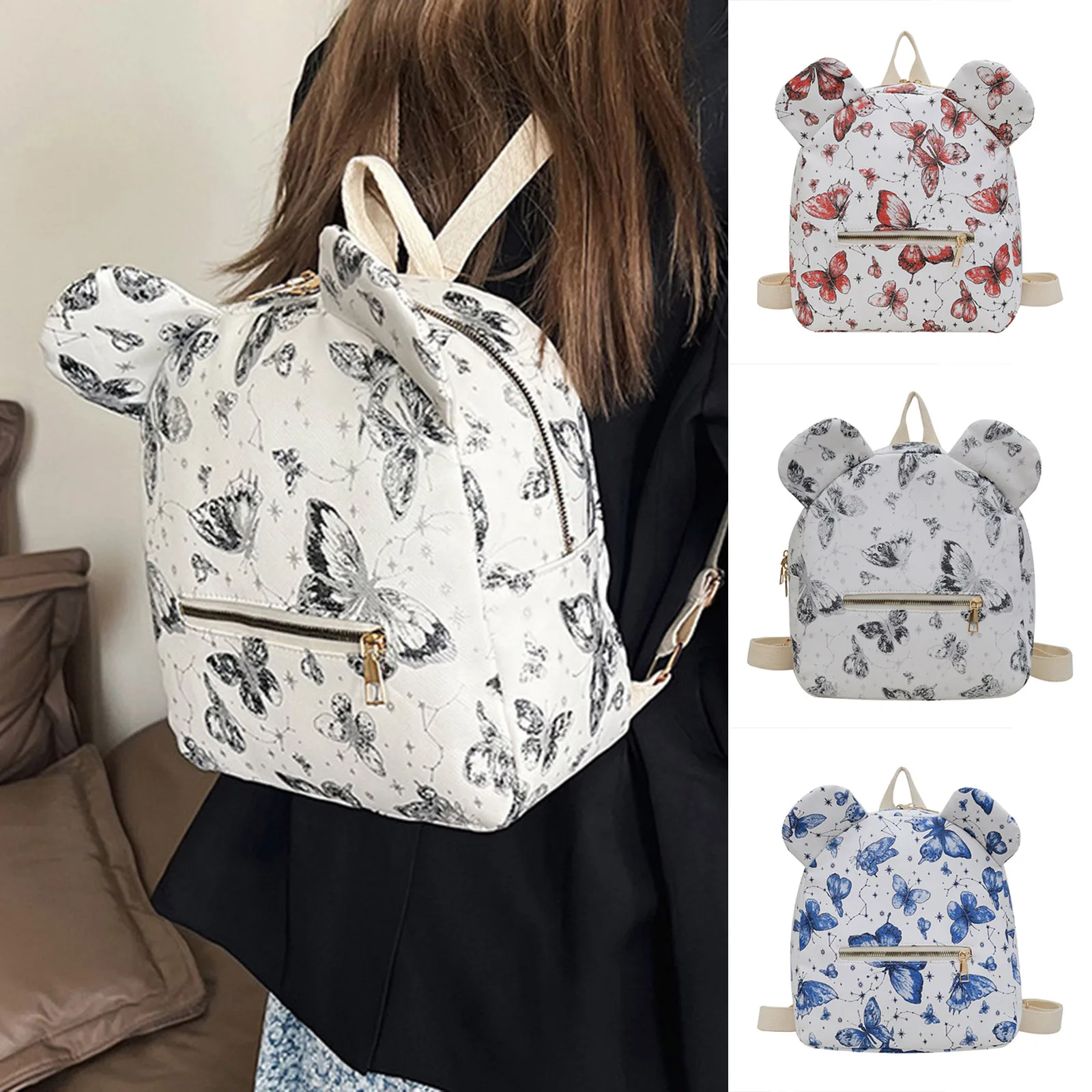 Women'S Chinese Large Capacity High Double Shoulder Bag Retro Work Double Shoulder Backpack Cute Travel Backpack