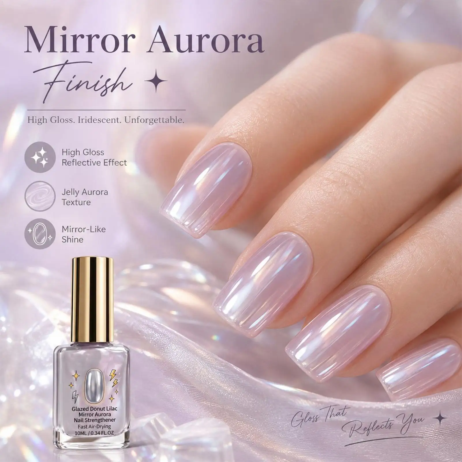 10 ml Nagelverstärker, 10 ml Maniküre-Reparatur- und Pflegegel, lila Nagellack, schnelltrocknender Nagelstärker, für DIY-Nageldesign. – Detail 2