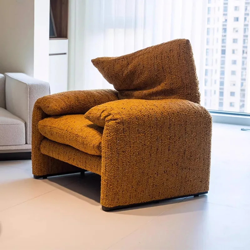 

French retro lazy sofa chair size apartment cream style designer furniture elephant ears single chair