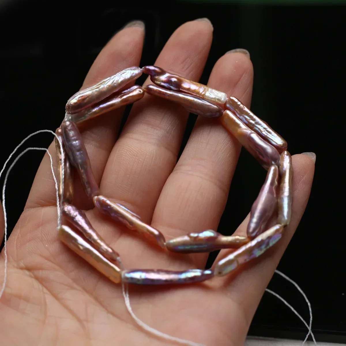 6x25mmAAA oświadczenie kawałek barokowy fioletowy srebrny pasek naturalna perła słodkowodna koralik biżuteria zrób DIY naszyjnik akcesoria do bransoletki