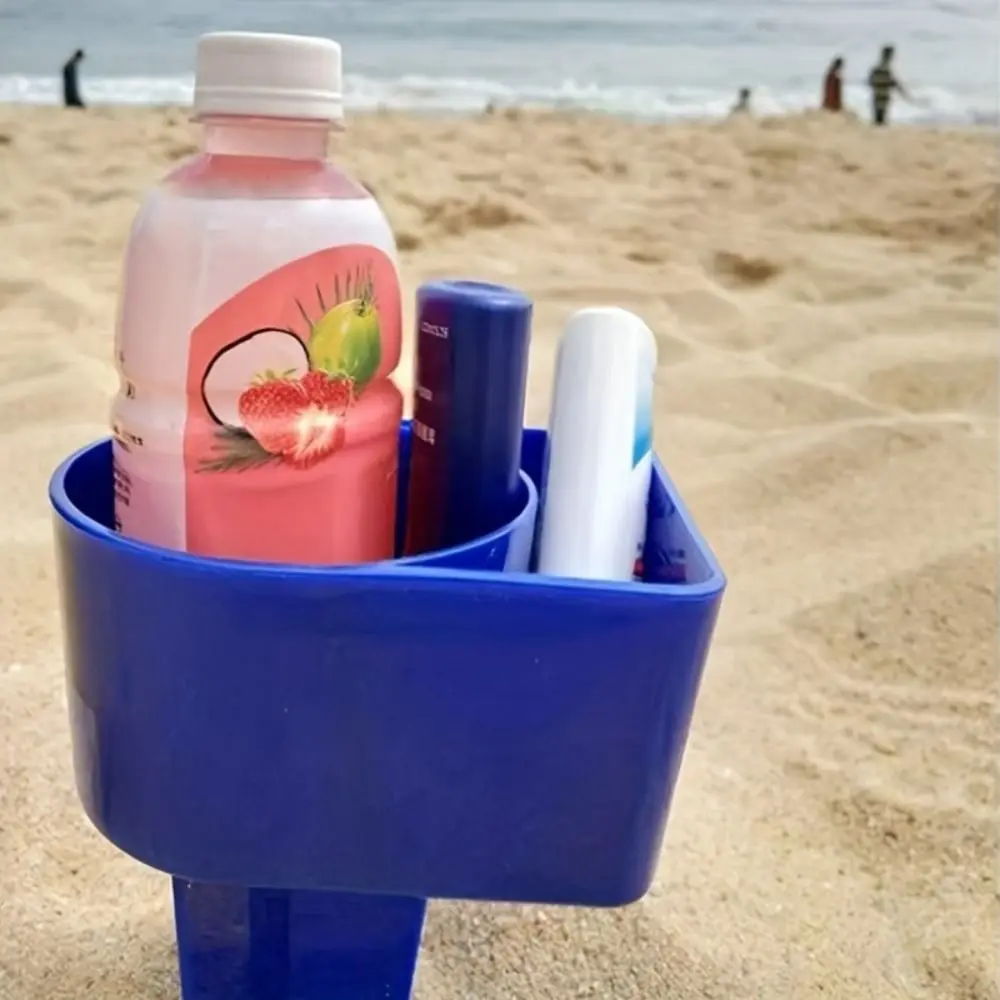 Plastic Beach Cup Holder Phone Pocket Sand Stake Sunbathing Beach Organizer Colorful Multifunction Sand Drink Stand Poolside