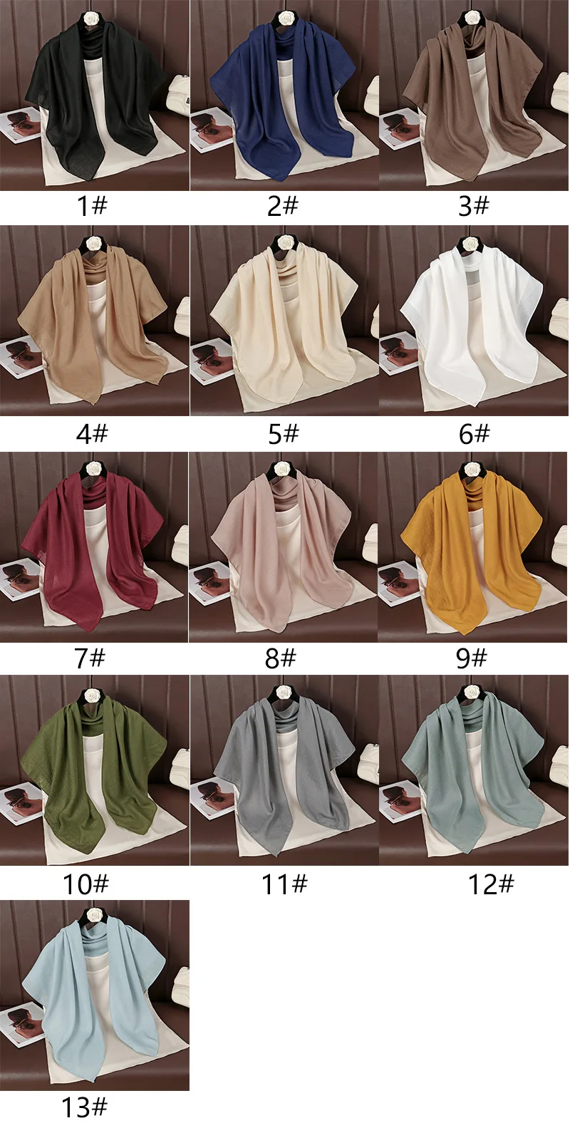 Frauen einfarbig quadratische Baumwolle Viskose Schal Schal hochwertige Druck weiche Schals und Wraps Bufandas muslimischen Hijab 90*90cm – Detail 1