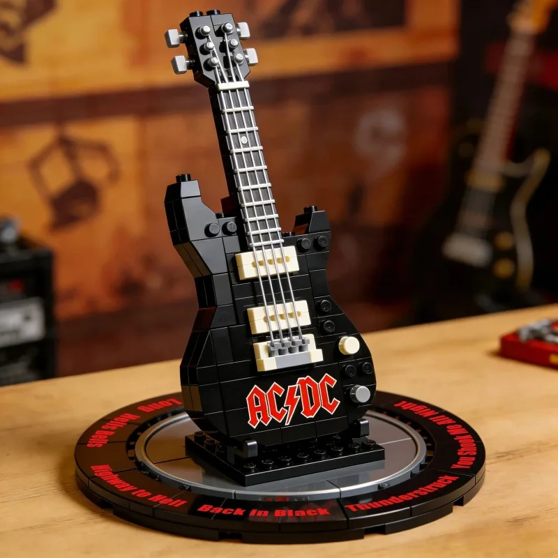 Building Block Guitar Model Assembling Ornament Rock Band ACDC Iron Maiden Creative Toys Puzzle Construction Set Blocks 14+y view 3