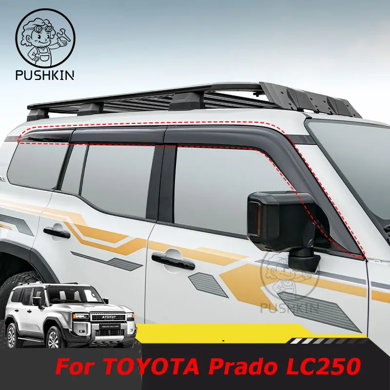 Car Window Deflector Visor For Toyota Land Cruiser 250 Prado LC250 2024 2025 Vent Sun Shade Rain Shelter Weather Shield Accessor