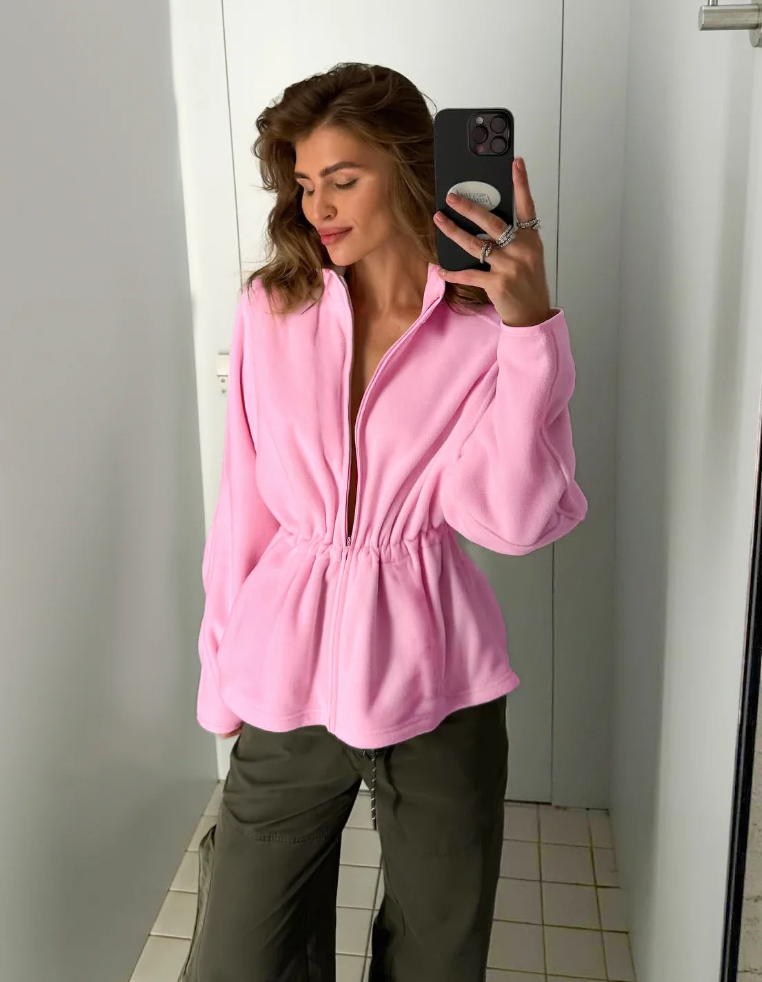 2026 Herbst Neue Fleecejacke für Damen mit Stehkragen und Kordelzug an der Taille, Streetwear-Mantel, Damen-Winter-Outdoor-Warme Weiche Fleecejacke – Detail 11