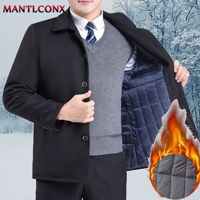 Thicken Warm Men\'s Winter Jacket Casual Business Blazers Men Padded Inner Windbreak Men\'s Winter Coat Luxury Autumn Outerwear XL