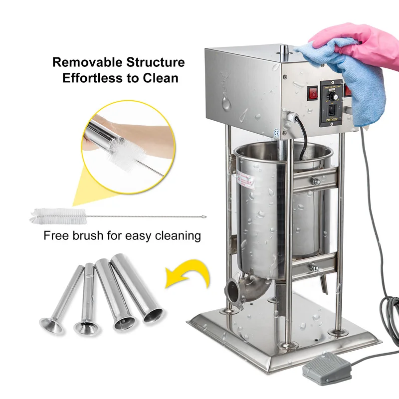 Máquina para fabricar salchichas eléctrica de acero inoxidable de 20L, máquina de llenado de salchichas comercial, embutidor de salchichas eléctrico