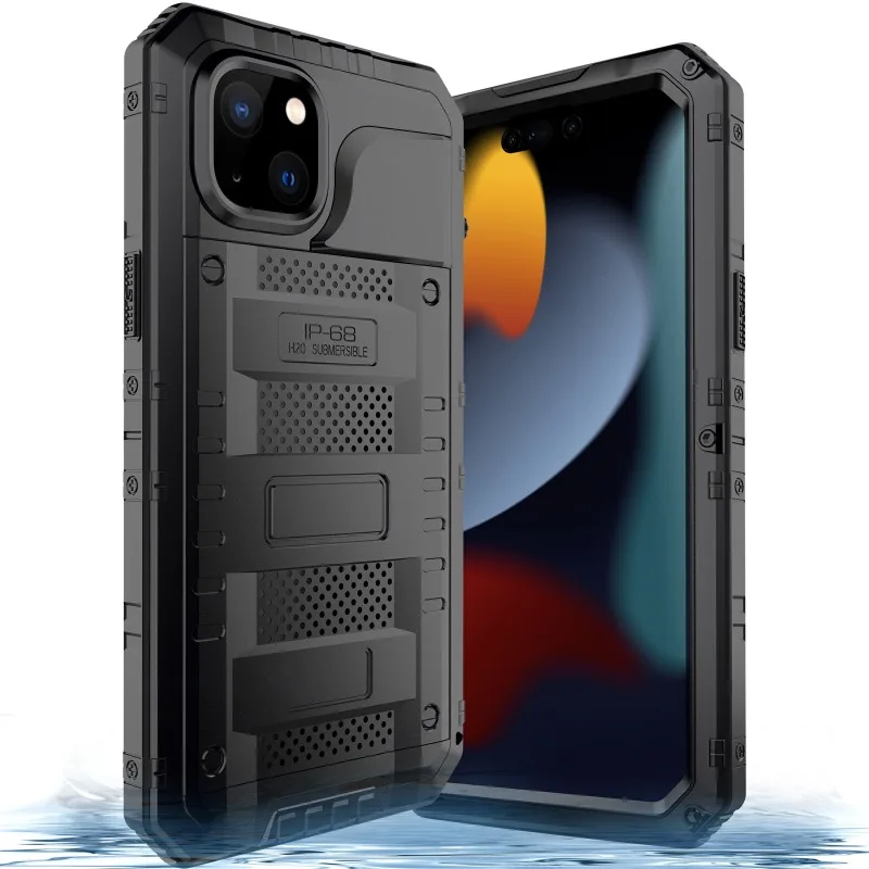 For iPhone 16 Pro Max Plus Aluminum Alloy&Silicone Shockproof Cover New high-quality IP68 Waterproof Metal Armor Phone Case