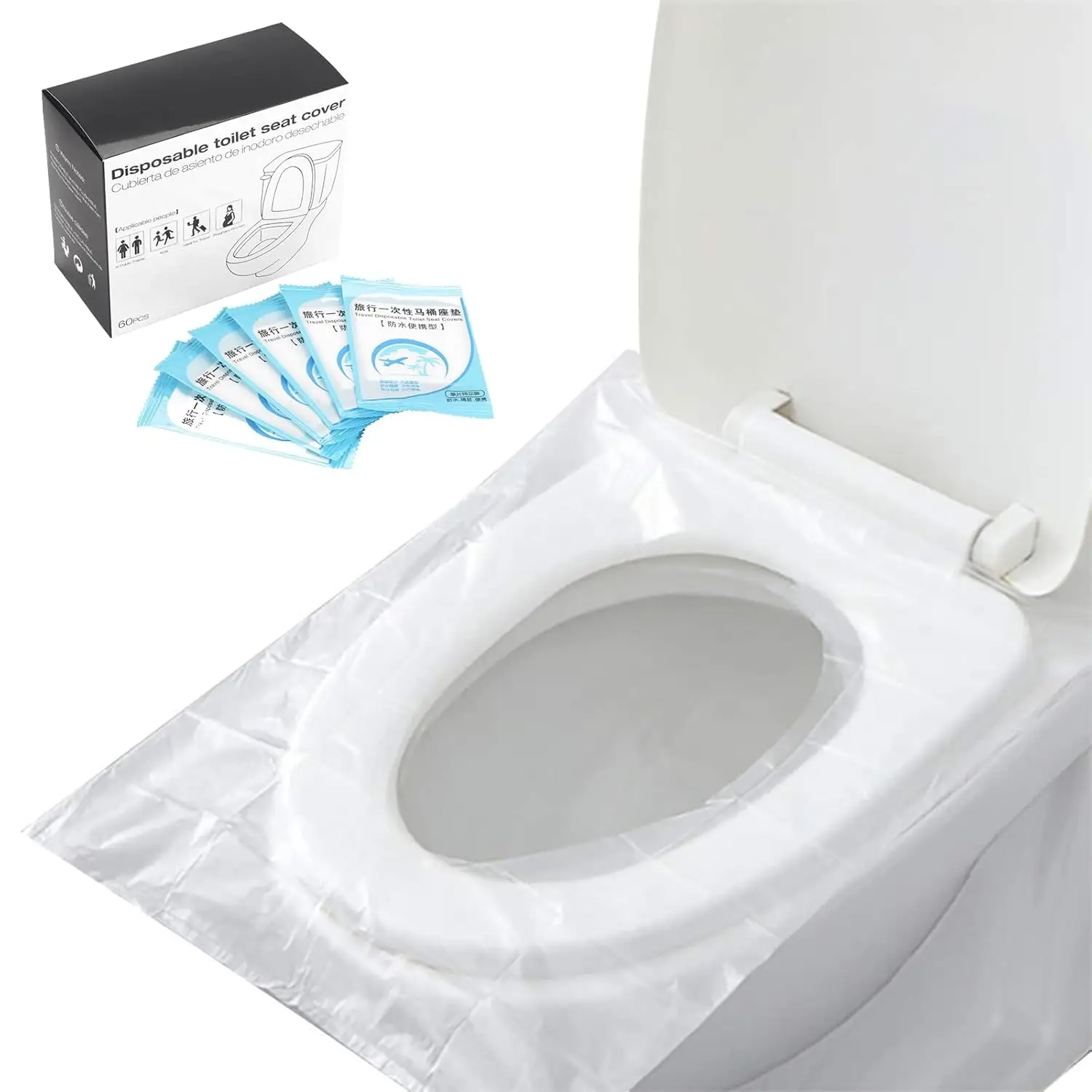 

60 Pack Disposable Toilet Seat Covers for Travel, Kids Potty Training & Adults