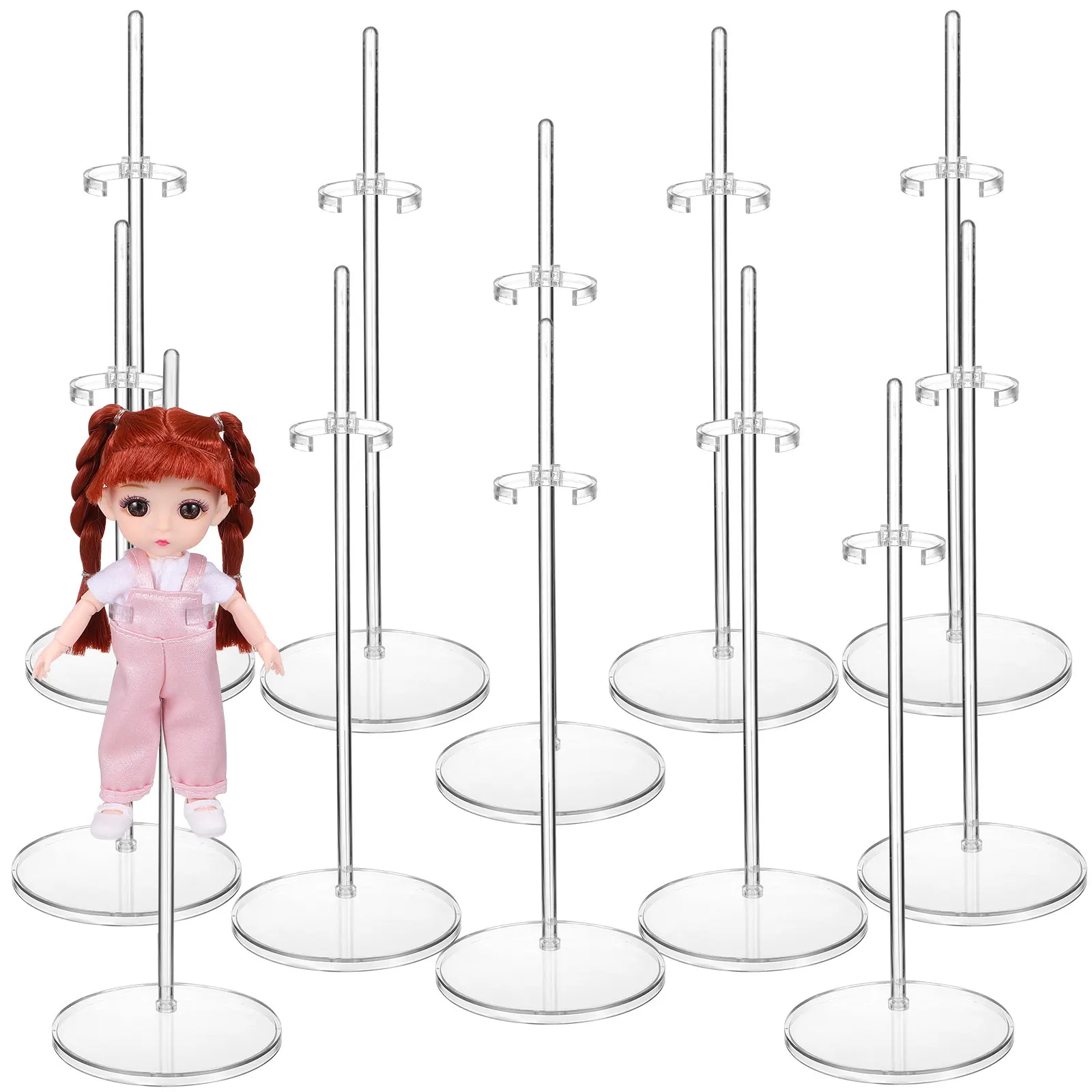 

12Pcs Transparent Mini Display Stand for Adjustable Clip Wide Base Stable Support for Figure Dress-Up and
