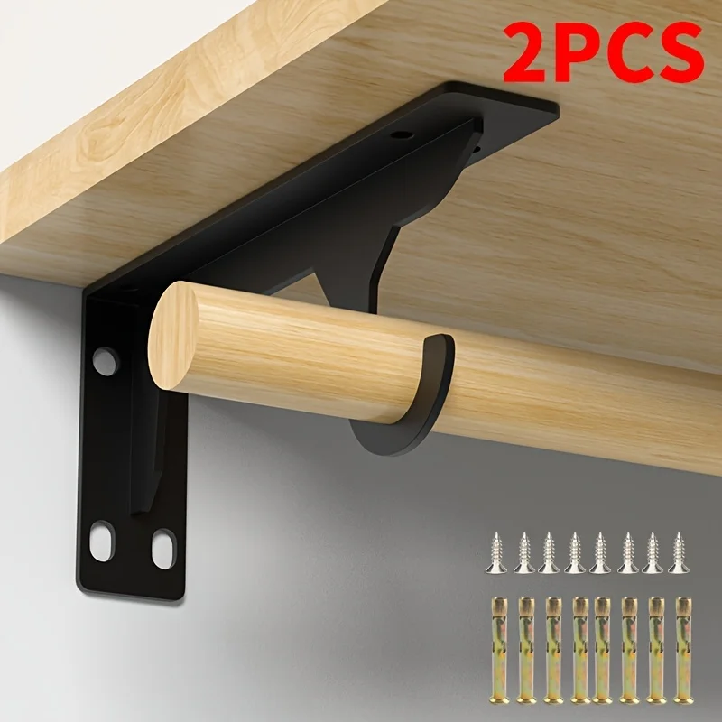 2Pcs Heavy-Duty Metal Wall Hooks Sturdy Triangle Shelf Support Bracket for Wardrobe Durable Furniture Hardware Organizer