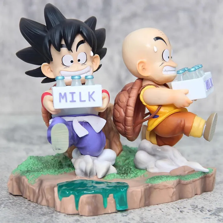 Hoge kwaliteit Dragon Ball karakter perifere kindertijd Goku Krillin melklevering scène figuur desktop ornamenten model speelgoed cadeau