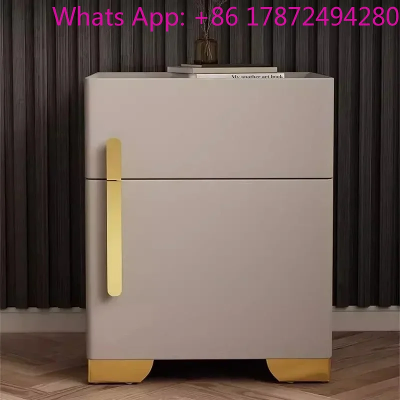 Bedside Table Cabinet Safe  Light Luxury Nightstands For Bedroom Furniture