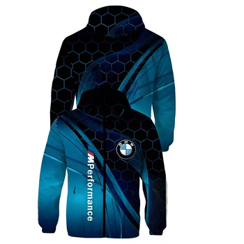 Herren BMW Logo Motorradjacke Herren Casual Lose Qualität Kapuze Winddicht BMW Cutdoor Herrenjacke Kapuze Durchgehender Reißverschluss 2025