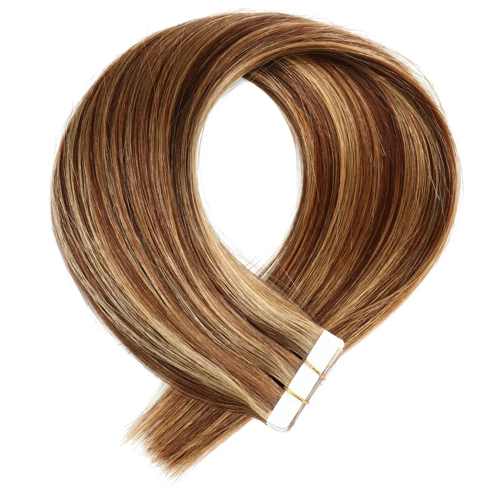 Tape in Hair Extensions 100% Human Hair Straight Seamless Skin Weft Double Sided Tape Ends High Quality 20PCS/PACK Straight