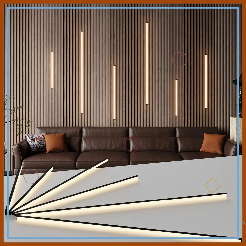 

6pcs Black Adhesive Wall Panel Lights, Warm White 3000K Touchable Switch LED for Wood Slat Acoustic Panels, Headboard, Stairway