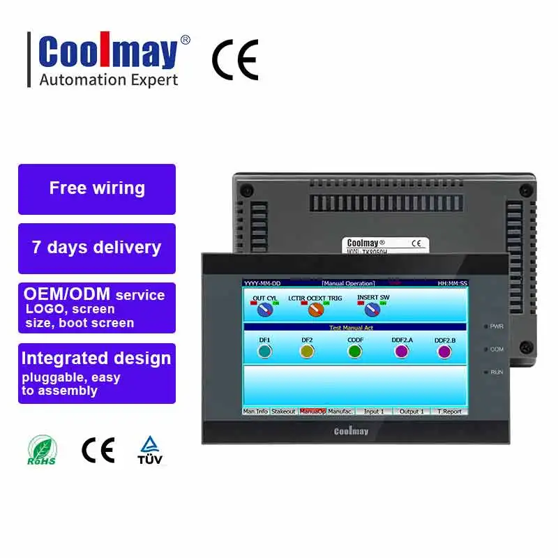 Combo HMI PLC usado para máquina de embalagem, 4 entradas analógicas e 2 saídas analógicas, tensão de 0-10V, suporta outras correntes e temperaturas