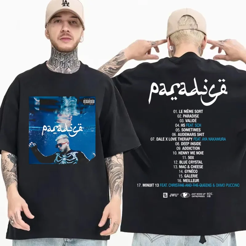 مغني الراب هامزا جولة 2025 غلاف الألبوم الصيف 100% القطن الخالص تي شيرت مطبوع رجالي الهيب هوب القوطية قصيرة الأكمام جودة الشارع الشهير