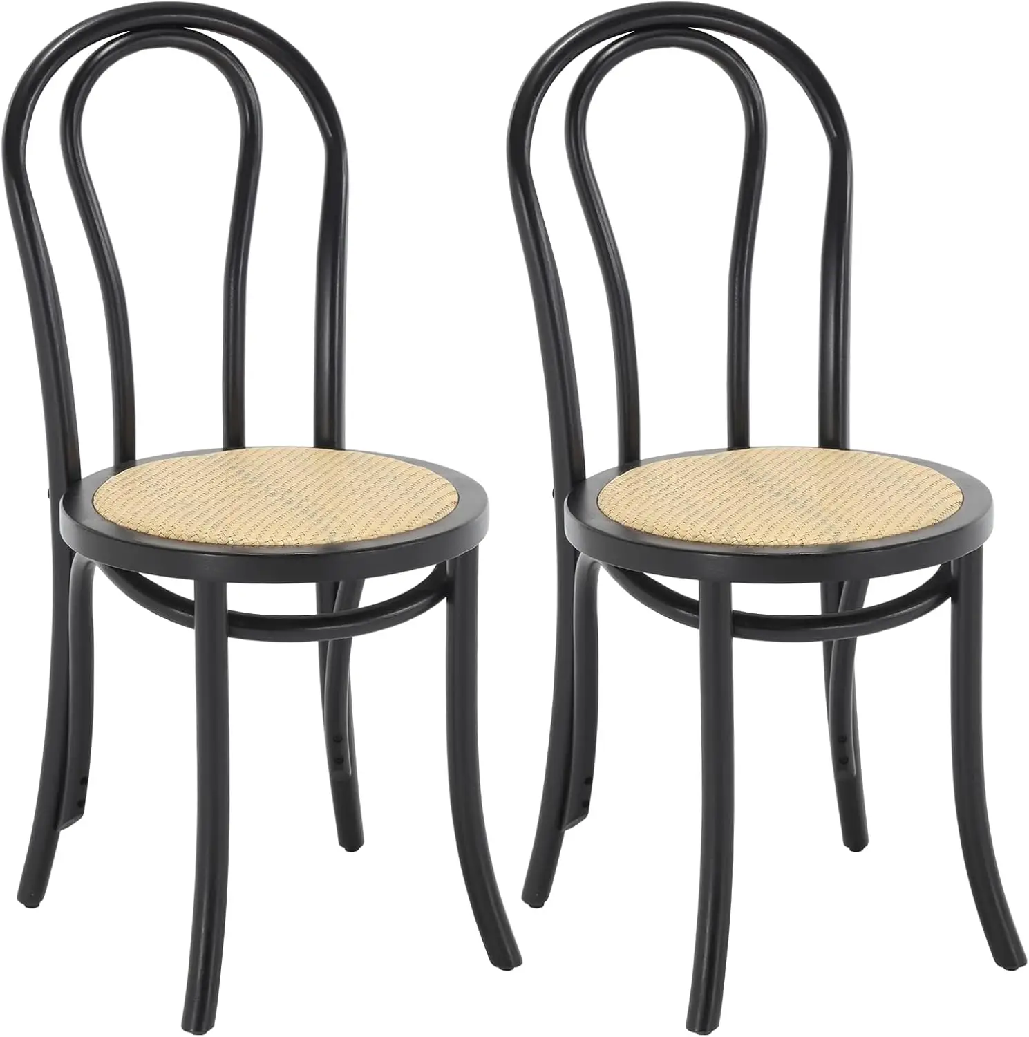 

Vintage Dining Chairs Set of 2, Thonet Soild Wood Rattan Dining Room Chairs Armless French Country Kitchen Chairs for Wedding Ho