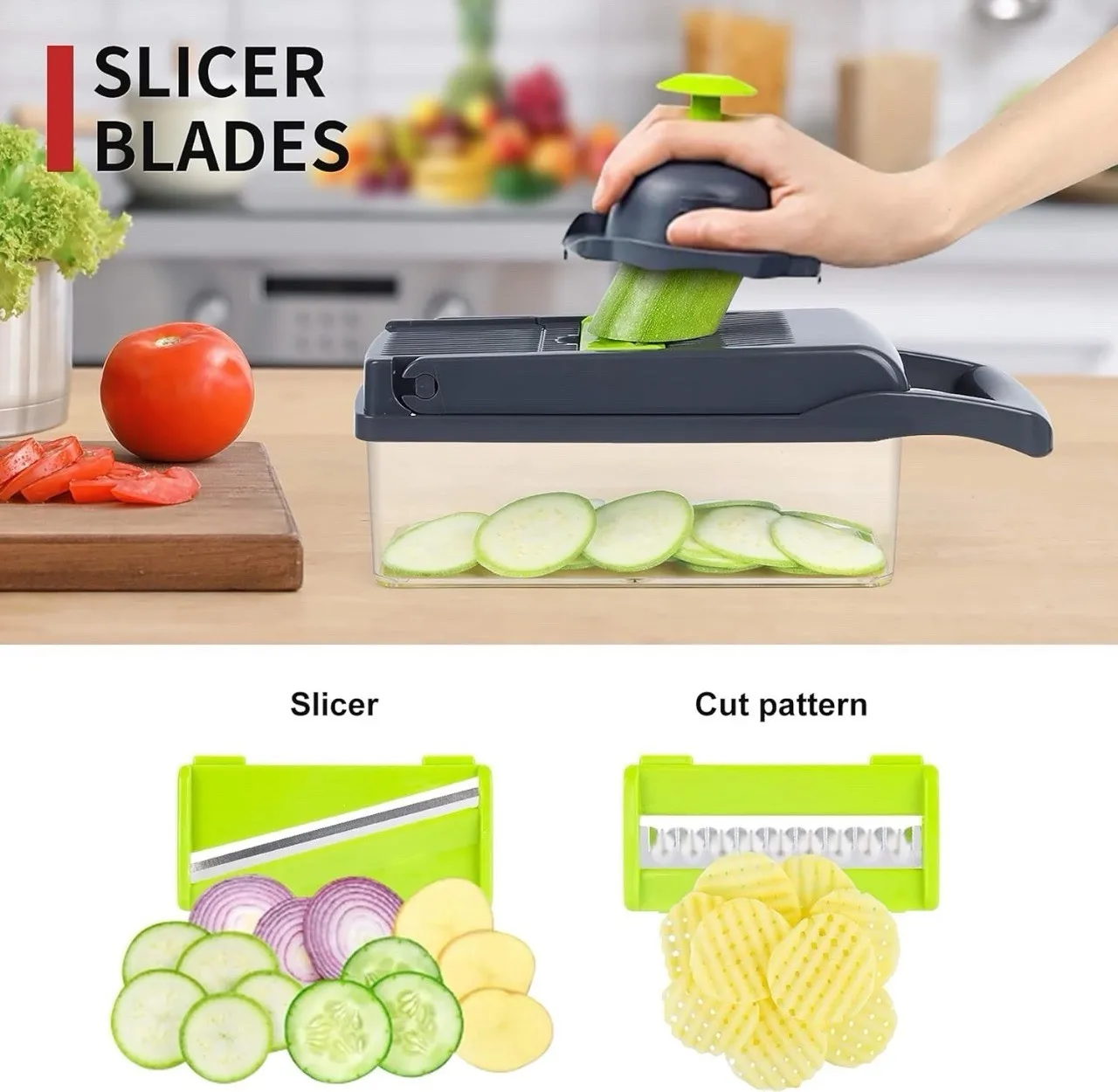 Fruit & Vegetable Tools10 in 1 Vegetable Chopper Mandoline Slicer with Dicing Container Kitchen Food Processor for Fast Chopping