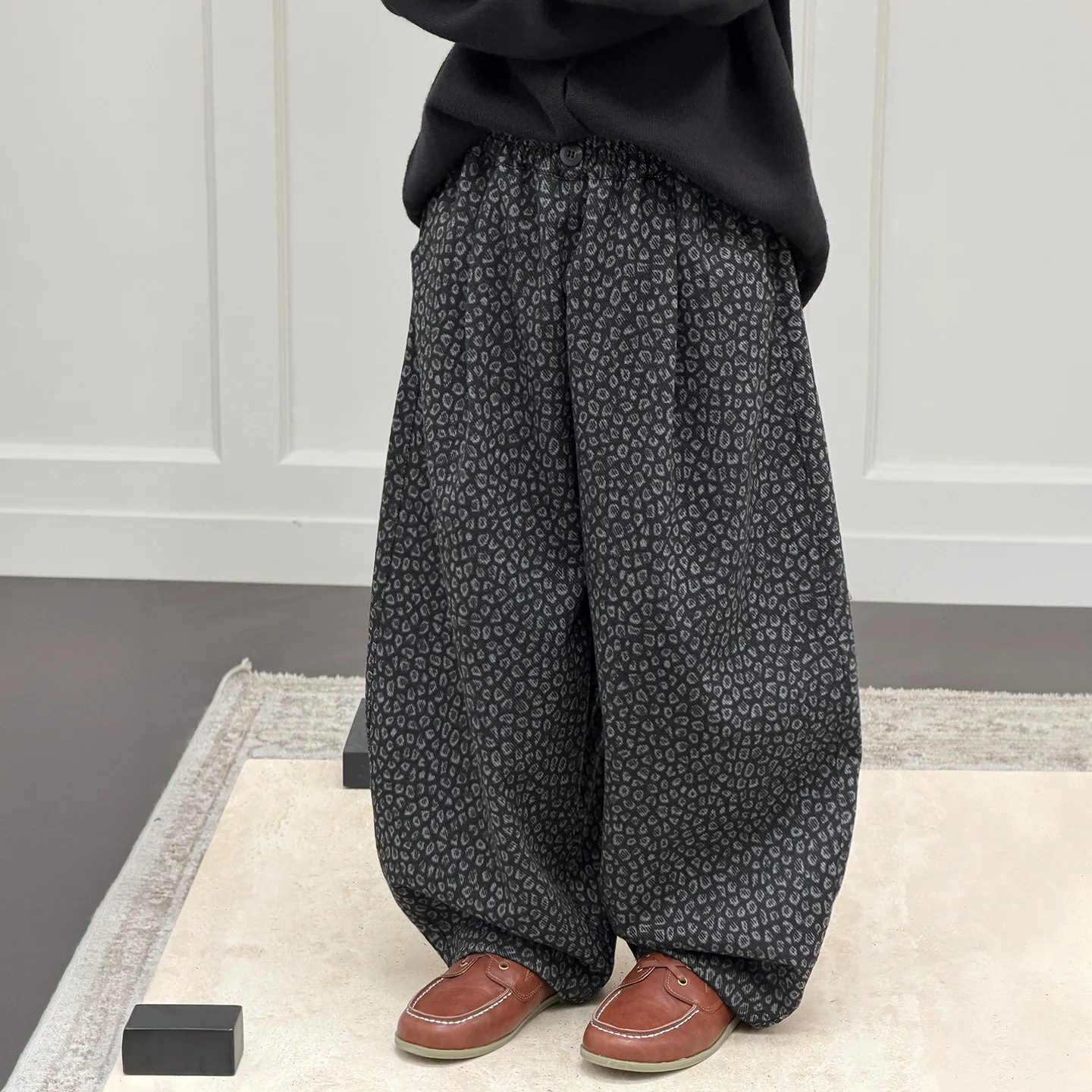 Boys' Casual Pants Children's Autumn Pants 2026 New Korean Retro Leopard Print Curved Knife Pant Children's Clothing