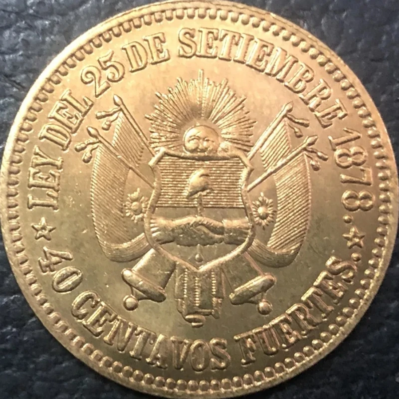 1879 Argentina 40 Centavos Fuertes Pattern Copper Copy Coin 27mm