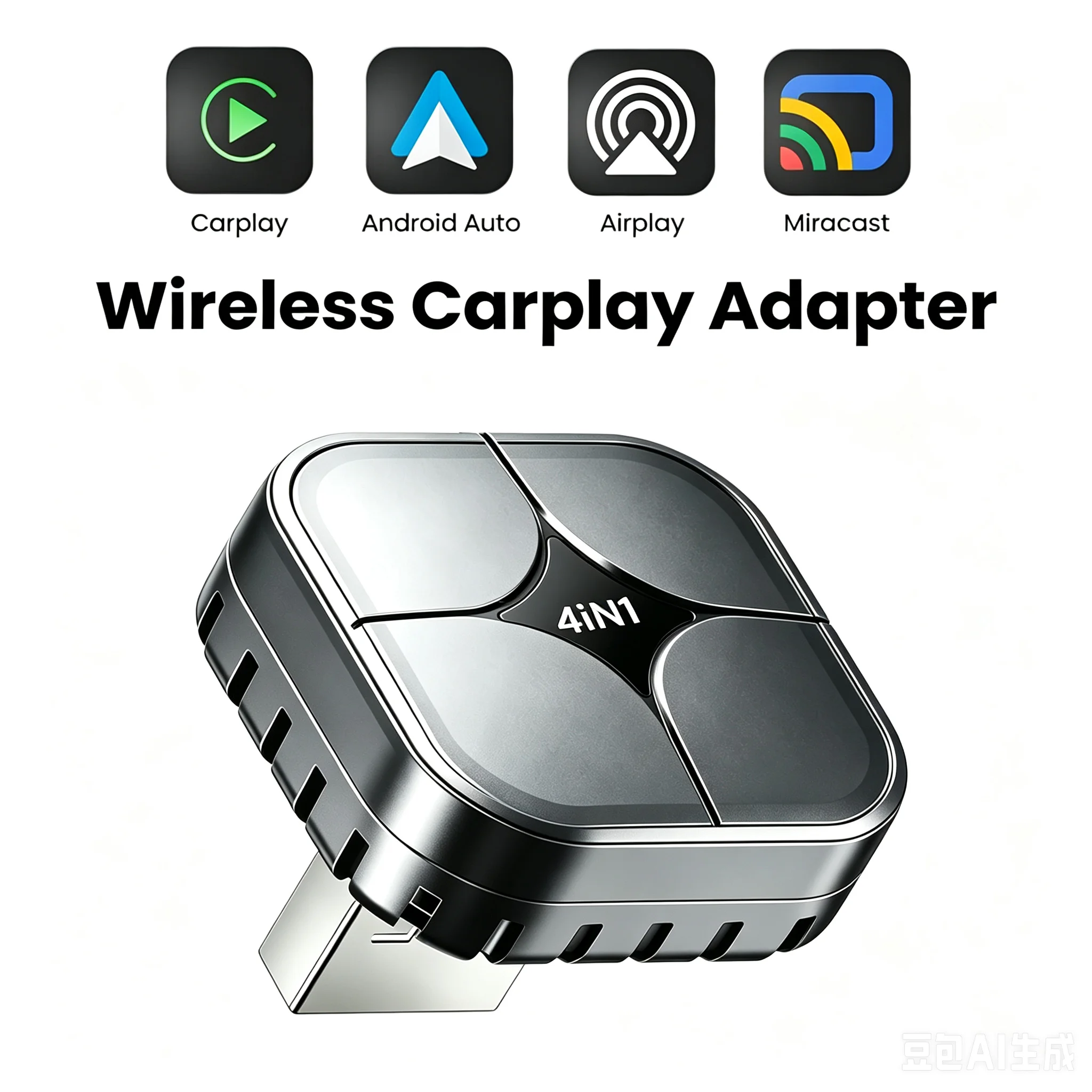 2026 4in1 New Upgrade Carplay Adapter Wireless Android Auto Mirror Link Smart MiNi AI Box USB Plug and Play Auto Connect WiFi