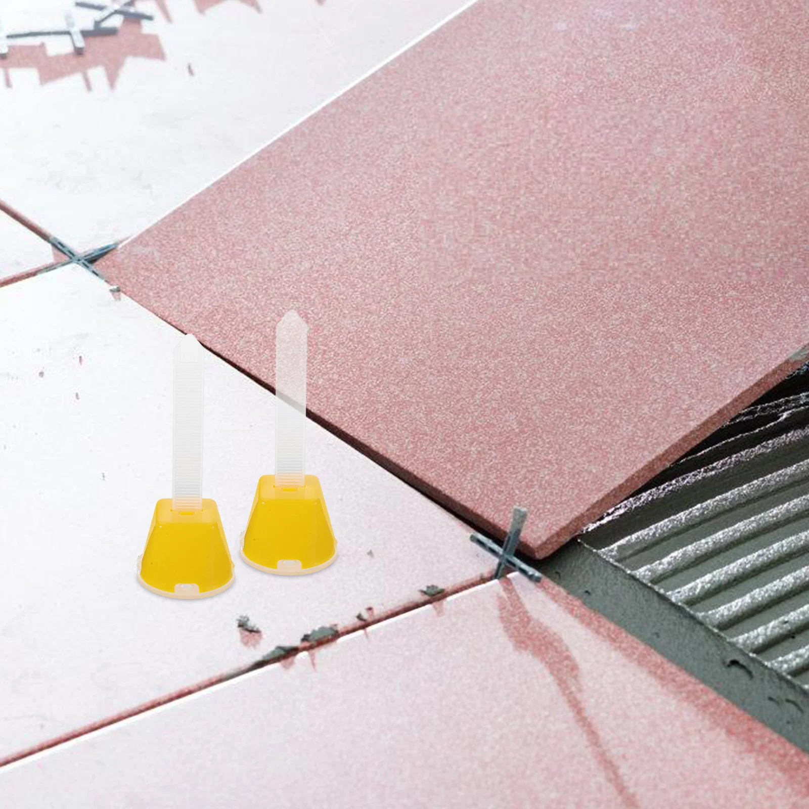 

100 Pcs Tile Leveling System Ceramic Spacers Plastic Needle Yellow Replaceable Pin Carpet Tiles Construction Tools