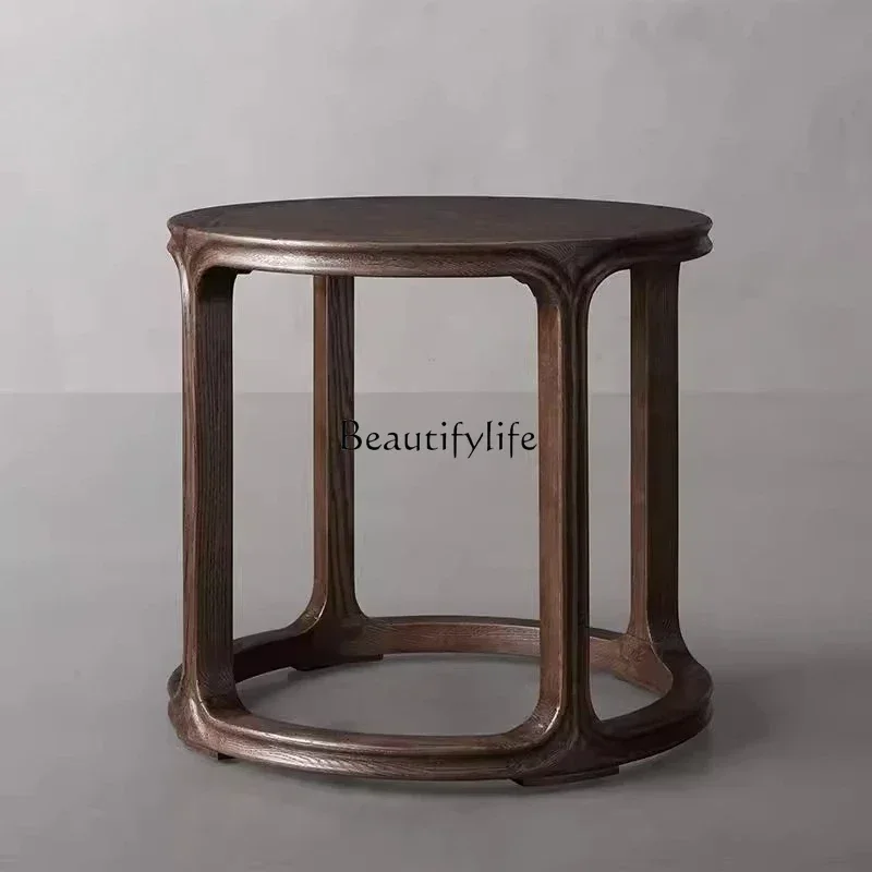 

02 ls 18American country solid wood round edge table living room coffee table new Chinese medieval coffee table