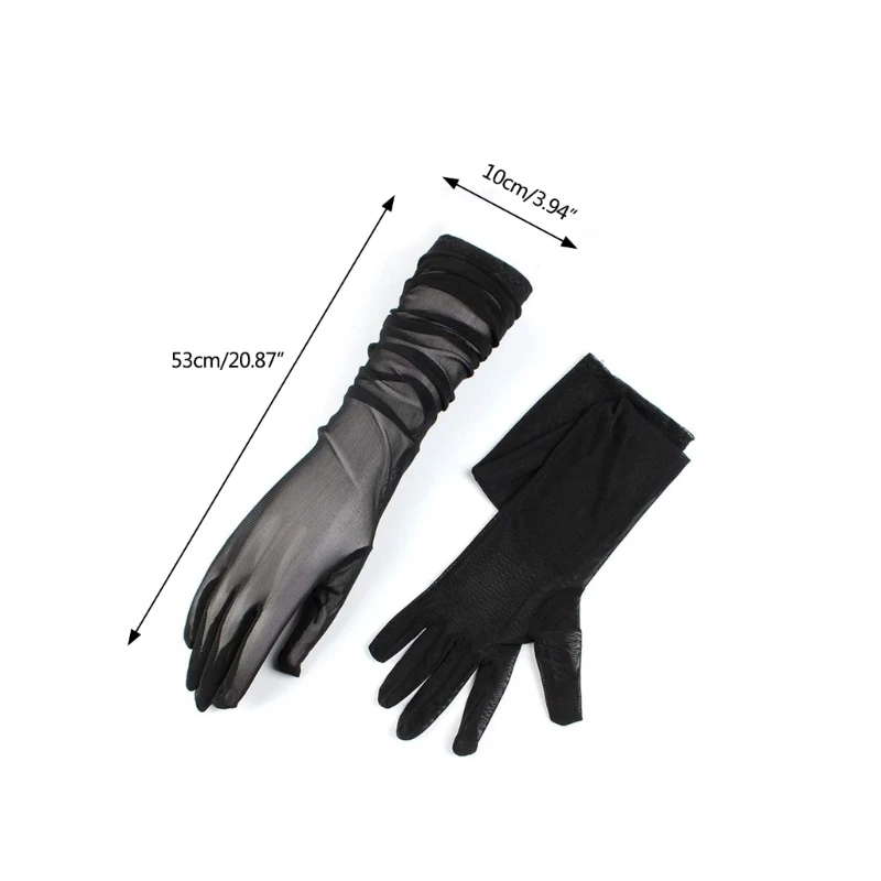 Wedding Party Gloves Elastic Sheer Tulle Bridal Sunblocks Long Glove for Women and Girls Party Prom Fancy Balls Dropshipping