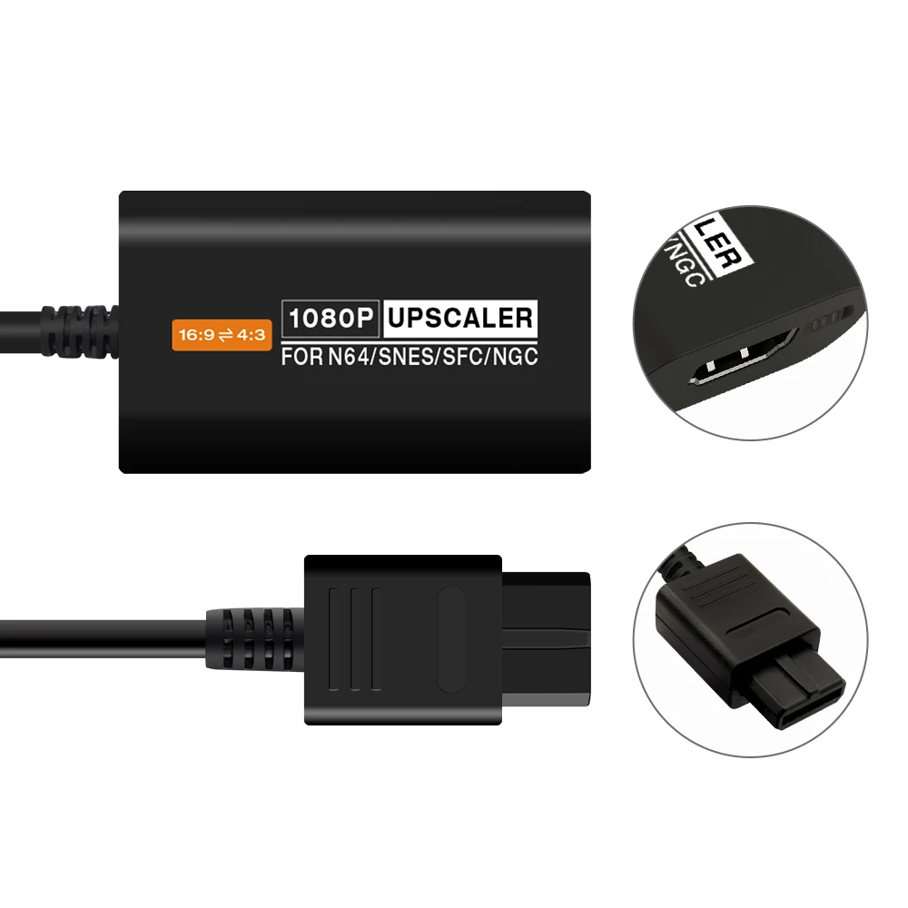 محول TicKnot 1080P الراقي لوحدات التحكم NGC/N64/SNES/SFC محول HDTV محول 4:3/16:9 تبديل نسبة الجانب