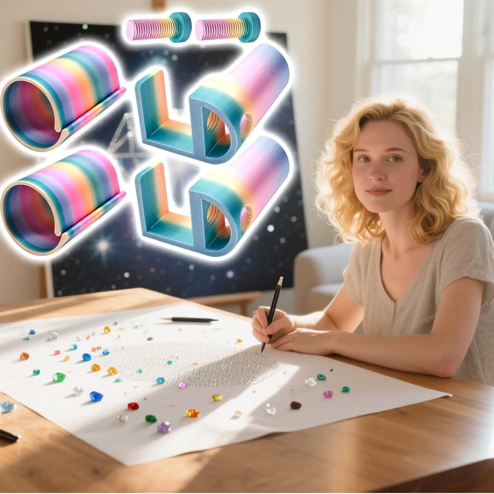 

Аксессуары для рисования драгоценными камнями, принадлежности для рисования драгоценными камнями, портативный держатель для рулона холста и набор зажимов для стола на холсте для семьи художников