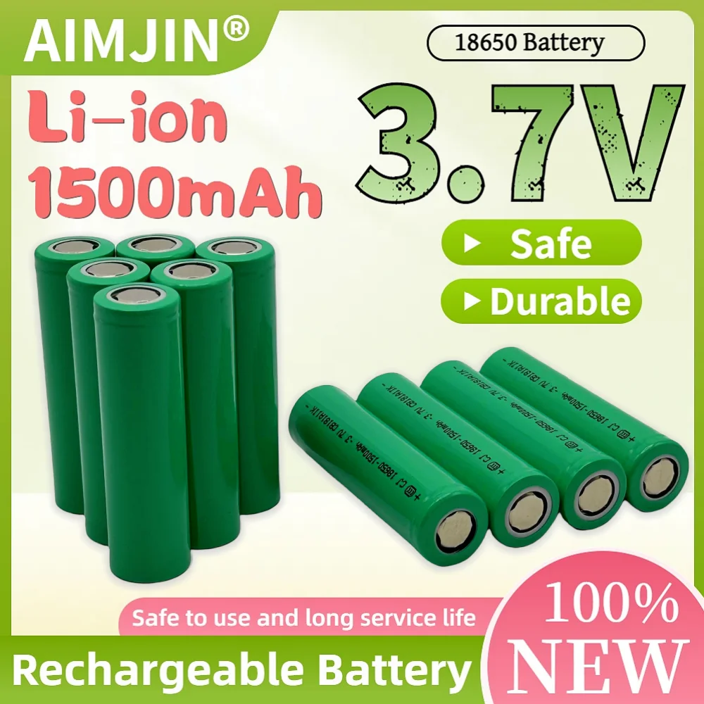 

New INR-18650 3.7V 1500mAh Lithium ion Rechargeable Battery Suitable for Flashlights Small fan and other electronic devices