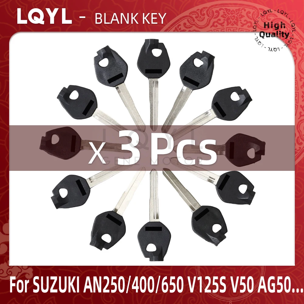 

3Pcs Black Key Replace Uncut Keys For SUZUKI Magnet Anti-theft lock AN250 AN400 AN650 Burgman Sj50 V125S V50 AG50 60Single V125G