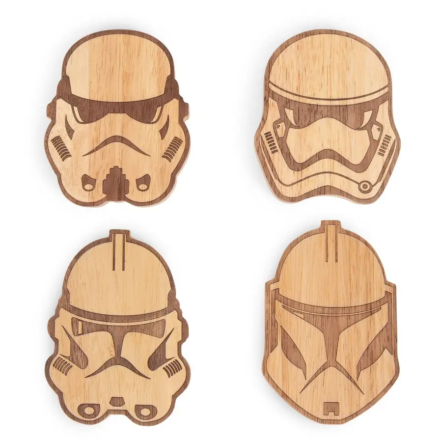 TIME Star Wars Stormtrooper Posavasos con abridores de botellas, posavasos de madera, juego de 4, Parawood