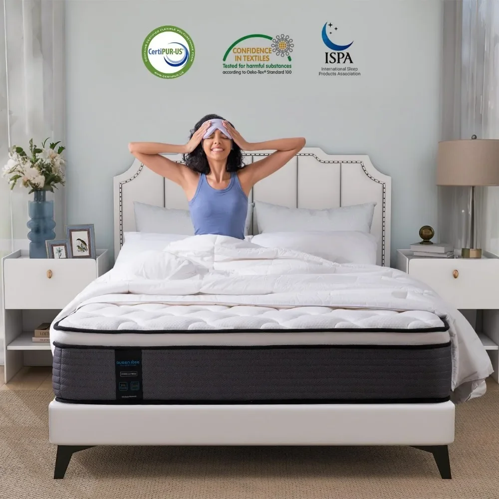 Mattress, 12 Inch  Hybrid Mattress in a Box, Gel Memory Foam & Individually Pocket Innerspring Bed Mattress image 6