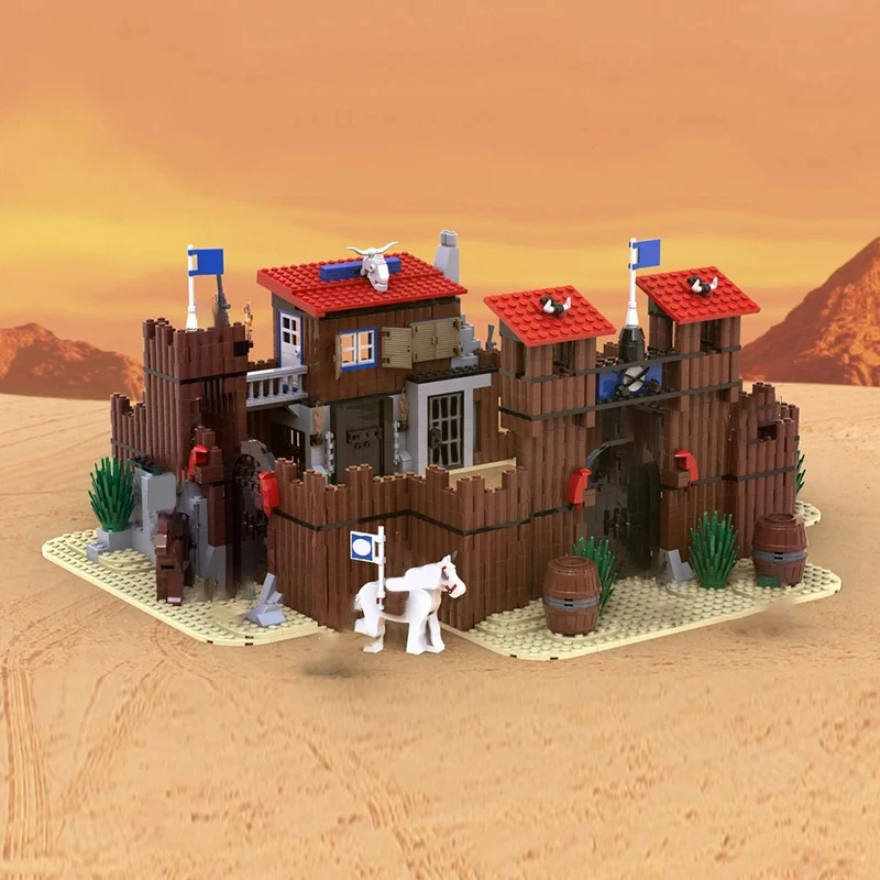 

1292 шт. MOC Wild West стиль крепости, модель здания в сборе, сделай сам, строительный блок, игрушка, детский подарок на день рождения